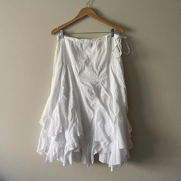 y2k vintage white cotton ruffle maxi skirt boho fairy coastal cowgirl size L/XL - Picture 2 of 7